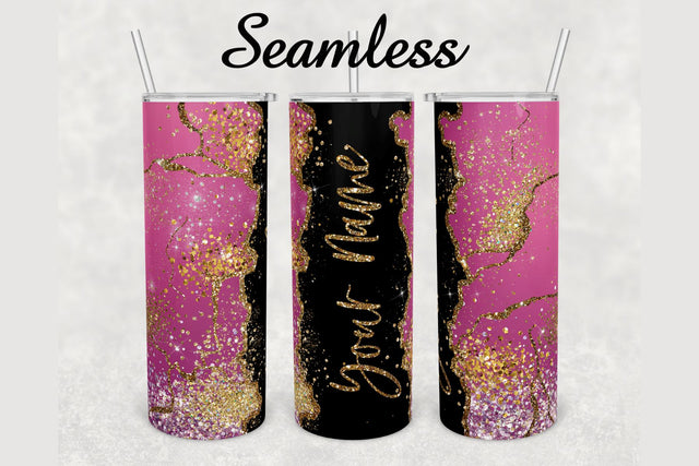Pink Gold Glitter Agate Tumbler sublimation design 20 oz skinny tumbler wrap Sublimation BambinaCreations 