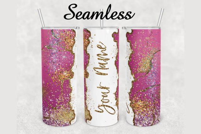 Pink Gold Glitter Agate Tumbler sublimation design 20 oz skinny tumbler wrap Sublimation BambinaCreations 