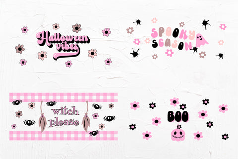 Pink Halloween Can Glass Wrap Bundle. Can Glass 16 OZ Bundle SVG Olga Terlyanskaya 