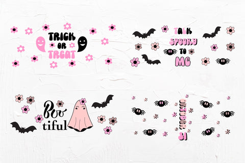 Pink Halloween Can Glass Wrap Bundle. Can Glass 16 OZ Bundle SVG Olga Terlyanskaya 
