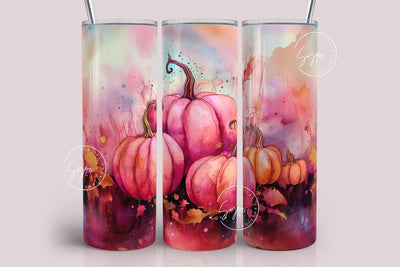 Pink Halloween Pumpkin Tumbler Wrap Sublimation Design, Alcohol Ink Pumpkin Tumbler , Seamless Sublimation, 20 oz Skinny Tumbler, Digital Sublimation Syre Digital Creations 