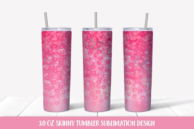 Pink hearts 20oz skinny tumbler sublimation wrap Sublimation LaBelezoka 