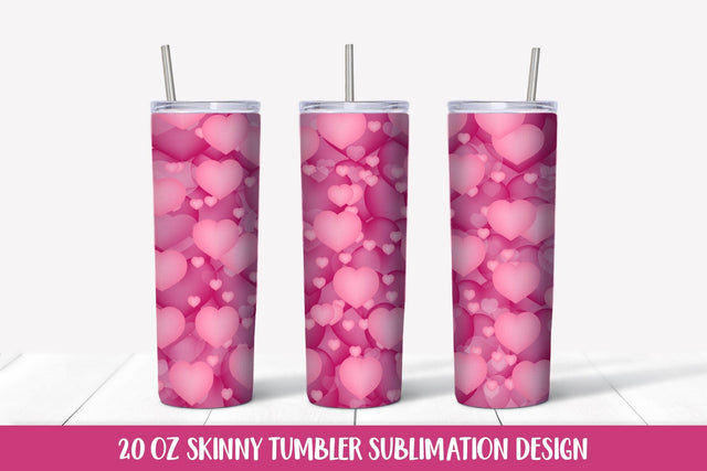 Pink hearts 20oz skinny tumbler sublimation wrap Sublimation LaBelezoka 