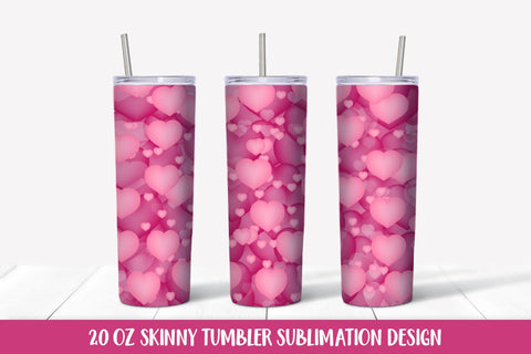 Pink hearts 20oz skinny tumbler sublimation wrap Sublimation LaBelezoka 