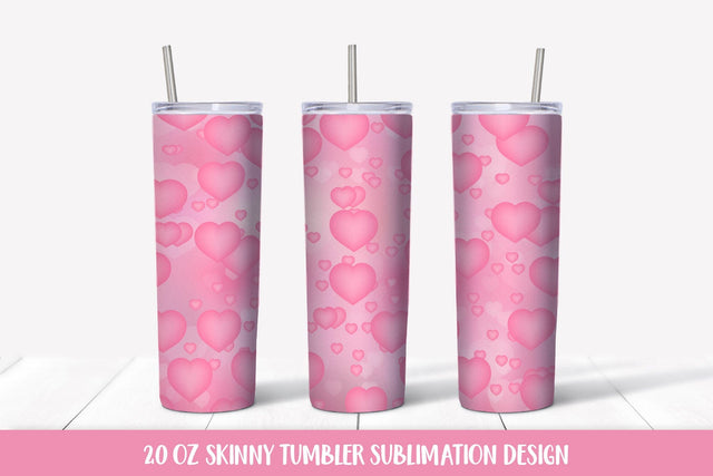Pink hearts 20oz skinny tumbler wrap sublimation. Valentines tumbler Sublimation LaBelezoka 