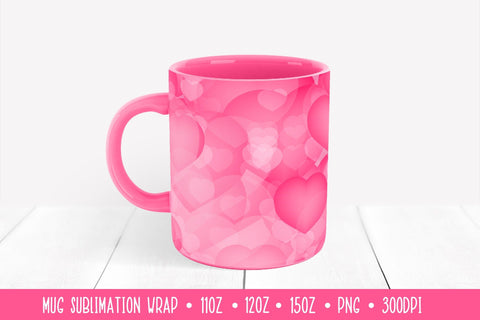 Pink Hearts Background Mug Wrap Sublimation. Valentines Mug Design Sublimation LaBelezoka 