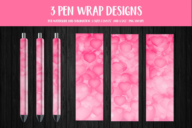 Pink Hearts Background Pen Sublimation Wrap PNG Sublimation LaBelezoka 