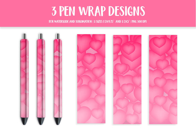 Pink Hearts Background Pen Wrap Sublimation PNG Sublimation LaBelezoka 