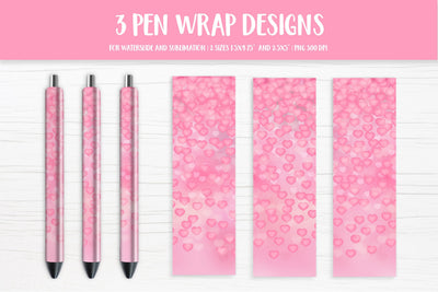 Pink Hearts Confetti Pen Wrap Sublimation Design Sublimation LaBelezoka 