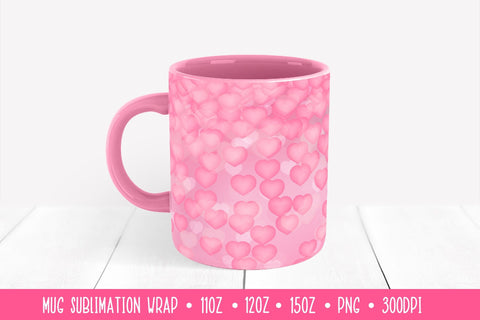 Pink Hearts Mug Wrap Sublimation Design. Valentines Mug PNG Sublimation LaBelezoka 
