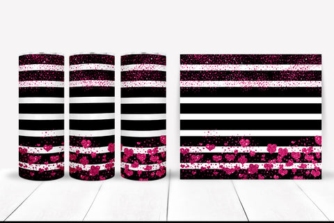 Pink Hearts Stripes PNG I Valentines Day 20 Oz Tumbler Sublimation Happy Printables Club 