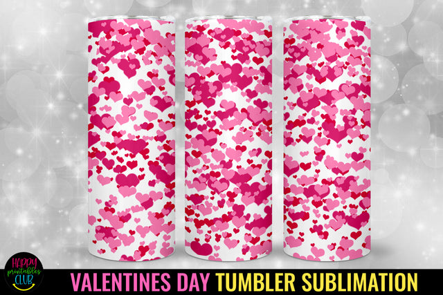 Pink Hearts Tumbler I Valentines Day Sublimation Tumbler Sublimation Happy Printables Club 