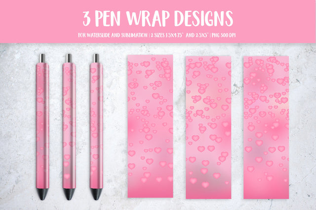 Pink Hearts Wrap Design Sublimation or Waterslide Sublimation LaBelezoka 