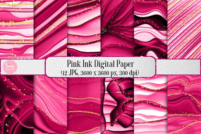 Pink Ink Digital Papers Texture Backgrounds Digital Pattern SineDigitalDesign 