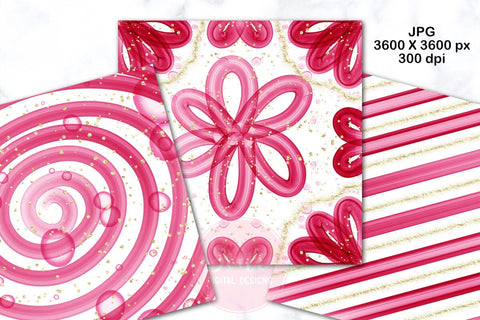 Pink Ink Glitter Digital Papers Backgrounds Set Digital Pattern SineDigitalDesign 