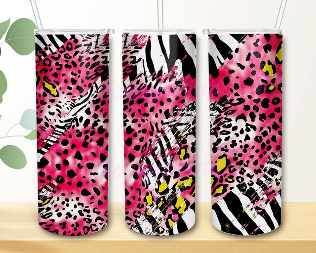 Pink Leopard And Tiger Sublimation Tumbler Wrap 20oz Skinny Tumbler Sublimation Designs Sublimation sassyprint 
