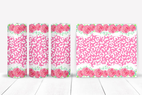 Pink Leopard Flower Tumbler Sublimation Sublimation Happy Printables Club 