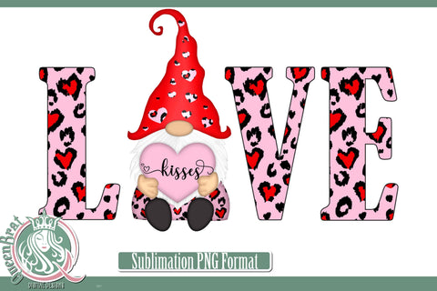Pink Leopard Gnome Kisses Sublimation Sublimation QueenBrat Digital Designs 