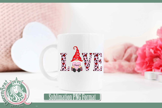 Pink Leopard Gnome Kisses Sublimation Sublimation QueenBrat Digital Designs 