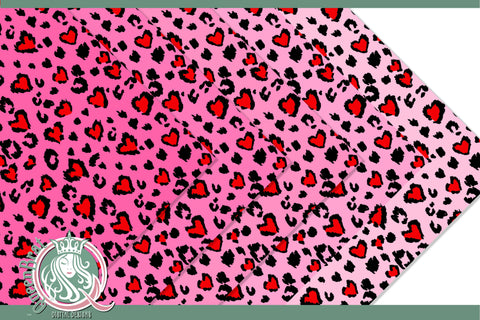 Pink Leopard Heart Papers Digital Pattern QueenBrat Digital Designs 
