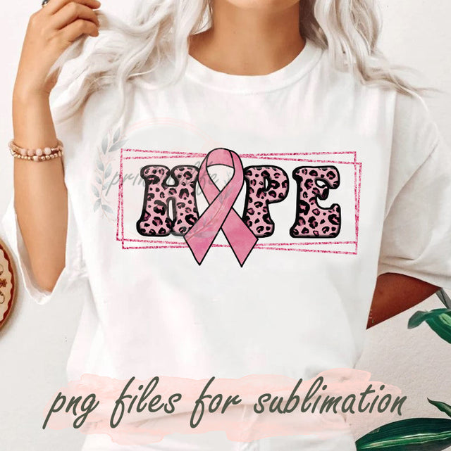 Pink Leopard Hope Design PNG, Breast Cancer Awareness Png, Pink Ribon Sublimation Png, Cancer Survivor PNG, Cancer Awareness Png, Digital Download Sublimation PrintingLife 