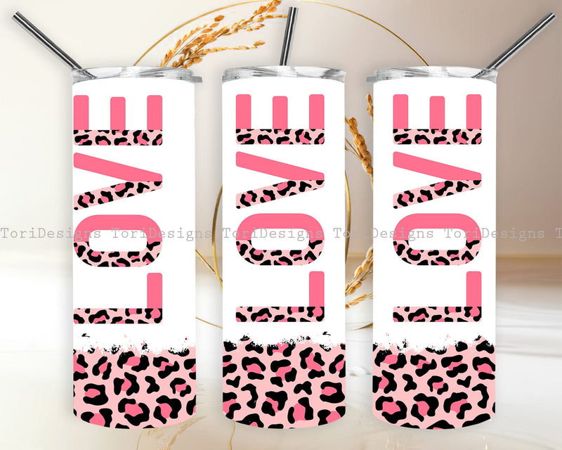 Pink Leopard Love 20oz Skinny Tumbler Sublimation Sublimation ToriDesigns 