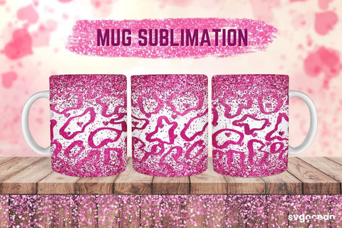 Pink Leopard Mug Sublimation | PNG Bundle | Valentines day Sublimation SvgOcean 