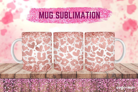 Pink Leopard Mug Sublimation | PNG Bundle | Valentines day Sublimation SvgOcean 