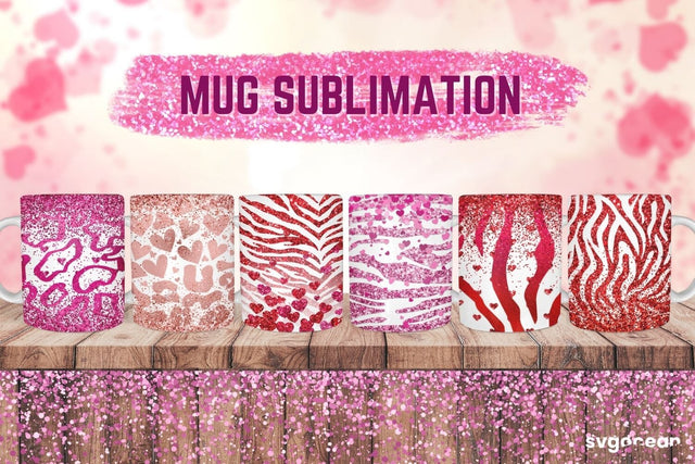 Pink Leopard Mug Sublimation | PNG Bundle | Valentines day Sublimation SvgOcean 