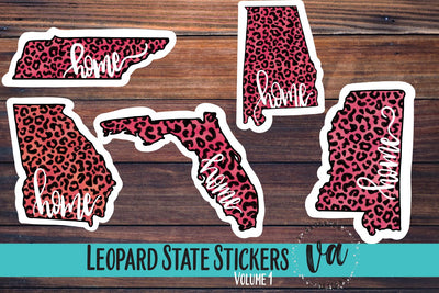 Pink Leopard States Volume 1 Sticker Pack PNGs SVG V. Anderson Designs 