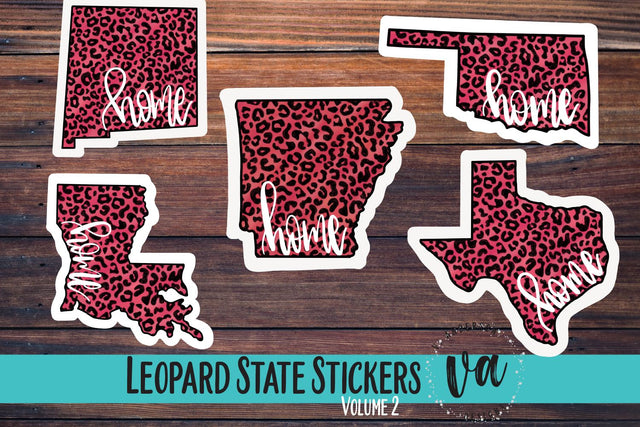 Pink Leopard States Volume 2 Sticker Pack PNGs SVG V. Anderson Designs 