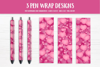 Pink Magenta Hearts Wrap Template. Sublimation or Waterslide Sublimation LaBelezoka 