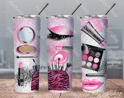 Pink Makeup Tumbler PNG Sublimation, Red LipsTumbler Png Sublimation _HelArtShop_ 