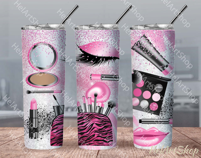 Pink Makeup Tumbler PNG Sublimation, Red LipsTumbler Png Sublimation _HelArtShop_ 