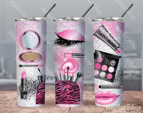 Pink Makeup Tumbler PNG Sublimation, Red LipsTumbler Png Sublimation _HelArtShop_ 