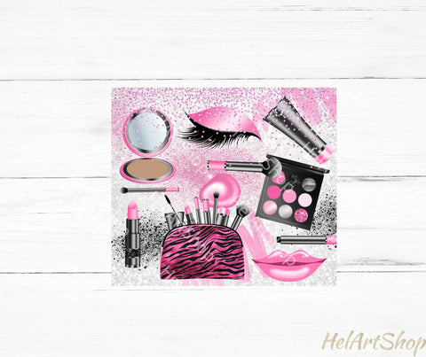 Pink Makeup Tumbler PNG Sublimation, Red LipsTumbler Png Sublimation _HelArtShop_ 