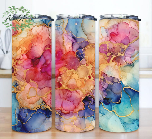 Pink Marble 20oz Skinny Tumbler Png, Gold Marble Png, Marble Png, Pink Marble And Gold Png, Colorful Marble Tumbler, Pink And Gold Marble Png Sublimation AdriOP 