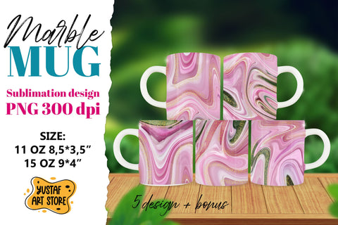 Pink Marble sublimation mug 11oz 15oz. 5 PNG design Sublimation Yustaf Art Store 