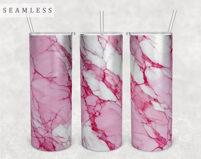 Pink Marble Tumbler Wrap, 20 Oz Skinny Tumbler Sublimation Design, Seamless Pink Marble Texture Tumbler PNG Sublimation HappyDesignStudio 