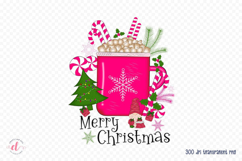 Pink Merry Christmas Sublimation Design Sublimation CraftLabSVG 