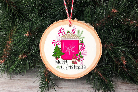 Pink Merry Christmas Sublimation Design Sublimation CraftLabSVG 
