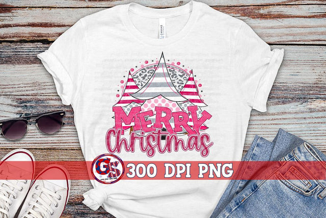 Pink Merry Christmas Trees PNG for Sublimation Sublimation Greedy Stitches 