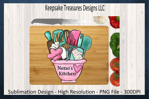 Pink Nana's Kitchen Bowl PNG Sublimation Design, DIY Grandma Gift Design for Apron or Tea Towel, Pink Baking Clipart, Farmhouse Kitchen Bowl Sublimation Keepsake Treasures Designs LLC. 