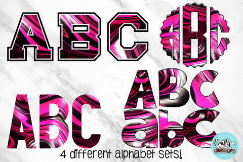 Pink Paint Doodle Letters Bundle Sublimation Crafty Mama Studios 