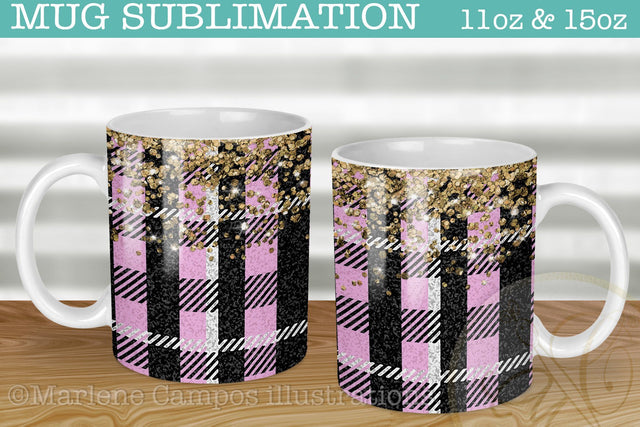 Pink Plaid Fabric Sublimation for Mug / Buffalo Plaid Design Sublimation Marlene Campos 