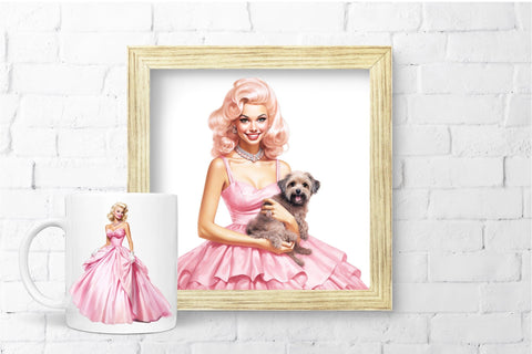 Pink Princess Doll Clipart Bundle Watercolor Blonde Girl Sublimation OrangeBrushStudio 