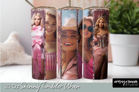 Pink Princess Skinny Tumbler Wrap Sublimation Fashion Doll Sublimation OrangeBrushStudio 