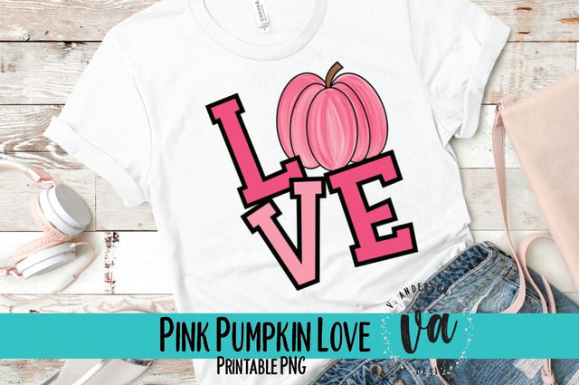 Pink Pumpkin Love Sublimation PNG Sublimation V. Anderson Designs 