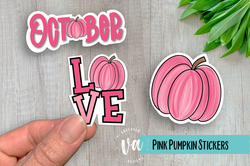 Pink Pumpkin Sticker Pack PNGs SVG V. Anderson Designs 