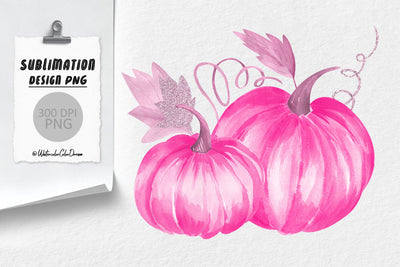 Pink Pumpkin Sublimation | Sublimation Designs PNG Sublimation WatercolorColorDream 